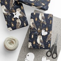 Wrapping Papers, Owls and Lanterns Magical Gift Wrap, Cute Owl Decorative Paper, Holiday Gift Wrap, 