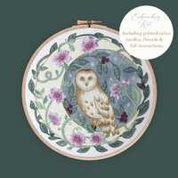 Moonlit Magic Owl Embroidery Kit: Hand Stitched DIY Craft