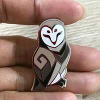 Stained glass Barn Owl pin brooch ~ Hard enamel pin with glitter face
