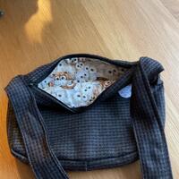 Dark Brown Tweed Shoulder bag/ Lined with Owl Fabric