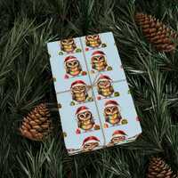 Christmas Owl Wrapping Paper, Holiday Gift Wrap, Festive Owl Print, Wrapping Sheets, Cute Owl Design