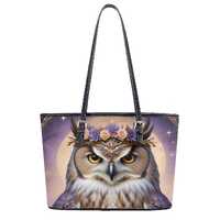 Luxury Owl Tote Bag Cute Tote Bag Vegan Faux Leather Shoulder Bag Large PU Leather Tote Bags with In