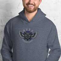Great horned owl embroidered hooded sweatshirt for bird watchers, birders and owl lovers