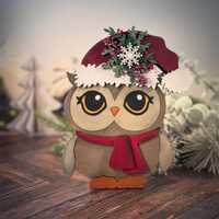 Christmas Owl Shelf Sitter SVG Digital Download For Glowforge or Laser For 1/8” and 1/4”