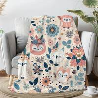 kawaii owl throw blanket for toddler, twin bed bedding, cozy birthday gifts for kids, housewarming g