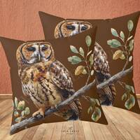 Spotted Owl Decorative Pillow, Nature-Inspired Throw Pillow, Wildlife Square Cushion, Nature and Bir