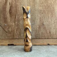 Wood Owl Sculpture, Hand Carved Wooden Wild Bird, Great Horned Owl - 12" Tall - Signed