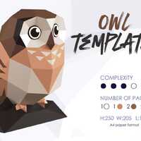 Papercraft template owl, Papercraft 3D Owl Decor, Low poly Owl 3D Paper Sculpture, Paper Decor Art,
