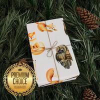 Owl and Fox Wrapping Paper, Cute Owls and Foxes Baby Shower Gift Wrap, Adorable Animal Wrapping Pape