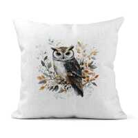 Perched Owl Linen Cushion Covers 30x30cm - Handmade - Vegan and Eco Friendly