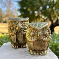 Vintage Brass Owl Figurines, Set of 2