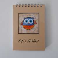 Pocket Size Notebook  I Give A Hoot Owl Theme Front Cover, 3 1/2 x 5 Inch Spiral Notebook With Blank