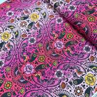 Owl Damask Fabric: Candy Pink Cotton, Robert Kaufman Wishwell Collection