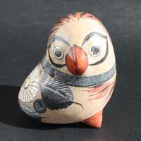 Vintage Hand Painted Mexican Pottery Owl, Tonala Decor