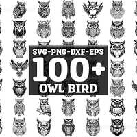 Owl Bird SVG Bundle, Set of 100, Instant Digital Download, png, svg, eps, dxf