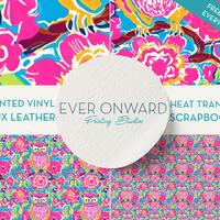Floral Owls Vinyl, HTV, Indoor Vinyl, Printed Vinyl, Patterned Vinyl, Marine Vinyl, Printed Faux Lea