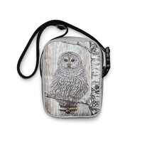 Owl Purse: Nature Crossbody Bag, Owl & Birch Tree, Neutral colors, Unisex travel bag, Bliss Art 