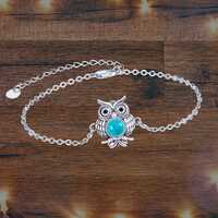 Owl Bracelet Sterling Silver Turquoise Bird Jewelry For Women Bird Lover Gifts