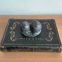 Vintage baby owls soapstone figure - shelf decor - 2&rdquo; tall x 2.8&rdquo; wide