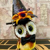 Vintage Owl Witch Collectible Figurine or Cake Topper