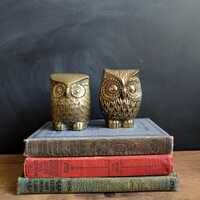 Set of 2 Brass Owl Figurines