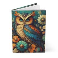 Vintage Wise Owl Hardcover Journal, Antique Style Personal Notebook for Writing, Diary, Sketching, N