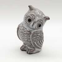 Rare Vintage Ellen Karlsen Pottery Owl Figurine, Danish Mid-Century Collectible