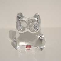 vintage Orrefors Sweden glass owl signed paperweight figurine