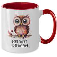 Owl Mug, Owl Two Tone Mug, Colourful Owl, Owl Gifts, Owl Lover Gifts, Bird Lover Gift, Inspirational