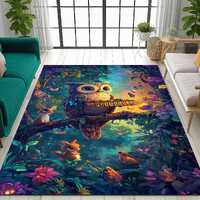 Owl print rug, Stylih rug, Artistic decor for home, Housewarming rug, Botanical rug, Kitchen rug, Ma