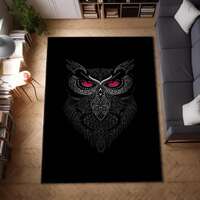 Owl Rug, Black Area Rug, Company Logo Carpet, Housewarming Gift, Custom Gift, Animals Rug, Man Cave 