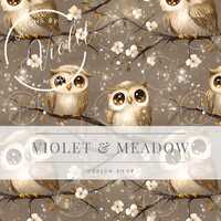 Owl and Flowers | Fall | Cute Seamless Repeat Pattern | Backgrounds | Printable Digital Paper| Decor