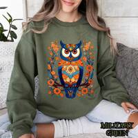 Floral Owl Sweatshirt for Nature Lovers | Cottagecore & Goblincore Pullover | Boho Fairycore For