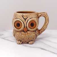 Vintage Ceramic Owl Mug, 8 oz (1970s)