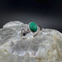 Malachite Owl Silver Ring, Handcrafted Malachite Ring-Genuine Malachite Rings-Natural Stone Rings-Na