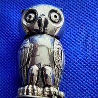 Antique Novelty Silver Plated Owl Pounce Pot Pepperette - 1900 - 1940
