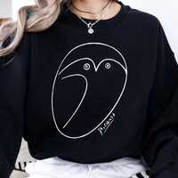 Picasso Owl Sweatshirt, Owl Sketch Hoodie, Cute Animal Shirt, Animal Lover Gift, Famous Sketch, Owl 