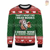 Funny Owl Christmas Ugly Sweater, Book Lovers Holiday Sweatshirt, Xmas Gift