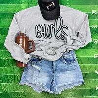 Owls sequin shirt, sweatshirt, school mascot, sequin patch, owls, football