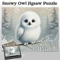 Snowy Owl Puzzle: Wise Watcher | Tiny Wild Wisdom Baby Animal Jigsaw (120, 252, 500-Piece)