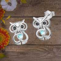 Owl Earrings Sterling Silver Moonstone Earrings For Women