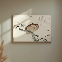 Japanese Owl Art Print, Vintage Animal Poster, Japanese Wall Decor, Nature Inspired Home Decor, Trad