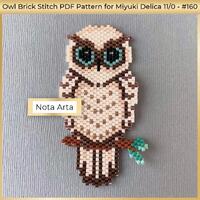 Beaded Owl brick stitch PDF pattern for Miyuki delica 11/0, #160