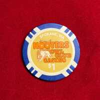 Vintage Hooters Owl Club Casino Spokane One Dollar Poker Chip