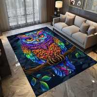 Owl print rug, Bright color rug, Modern livingroom rug, Bedroom rug, Entrance area rug, Non-slip rug