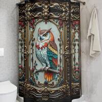 Owl Bird Shower Curtain, Baroque Bathroom Curtain, Owl Lovers Gift, Decorative Shower Curtain, Owl P