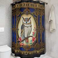 Owl Floral Shower Curtain, Baroque Bathroom Curtain, Owl Lovers Gift, Decorative Shower Curtain, Flo