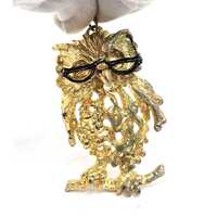 VINTAGE OWL PENDANT Designer Signed Tancer Ii Ladies Estate Jewelry Old Costume Jewelry Collectible 