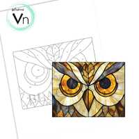 Digital Download  Owl Eyes Stained Glass Pattern T03, Modern Suncatcher Diy Easy art Hobby License B