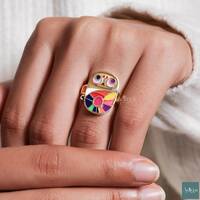 18K Gold Owl Enamel Ring For Men And Women, Owl Animal Jewelry, Halloween Bird of Prey, Unique Anima